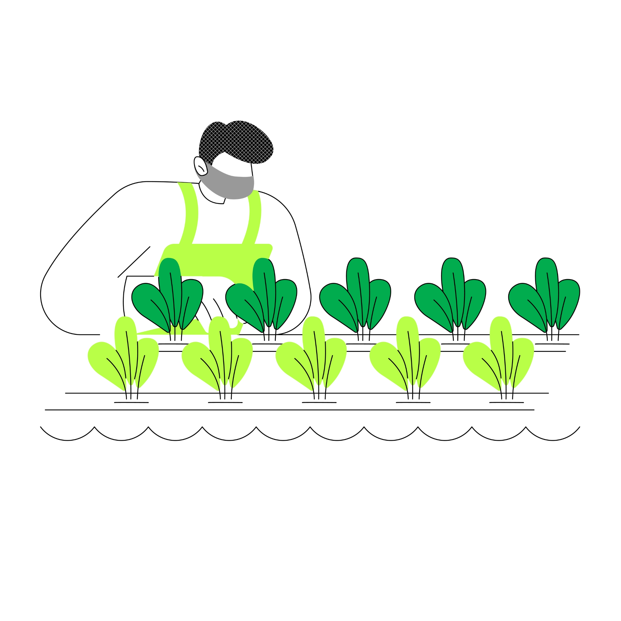 Farmer tending to plants growing in a Bowery indoor vertical farm.